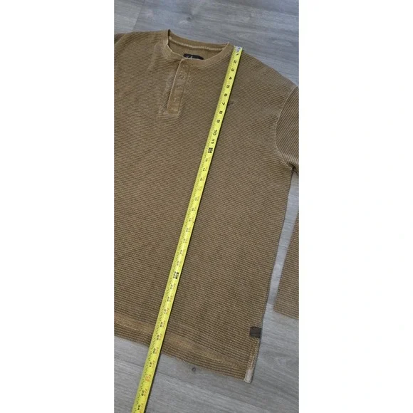 Dick Idol Waffle Knit Henley Shirt Mens XL Brown Long Sleeve Snap Button - Picture 9 of 10